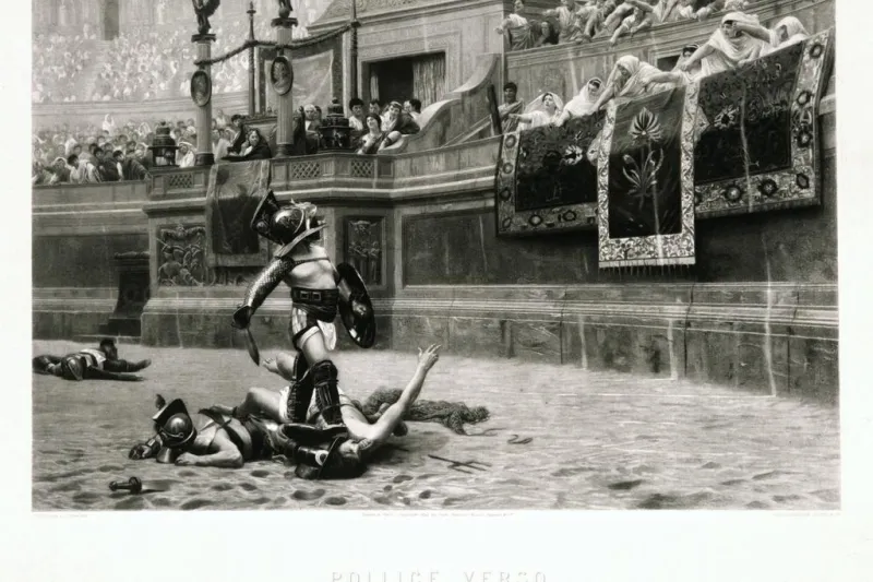 Pollice Verso. Jean-Léon Gérôme. 1872. Photogravure, impression en noir sur chine appliquée. Nº Inventaire :  94.I.2.1134 © D. Doustin - mairie de Bordeaux