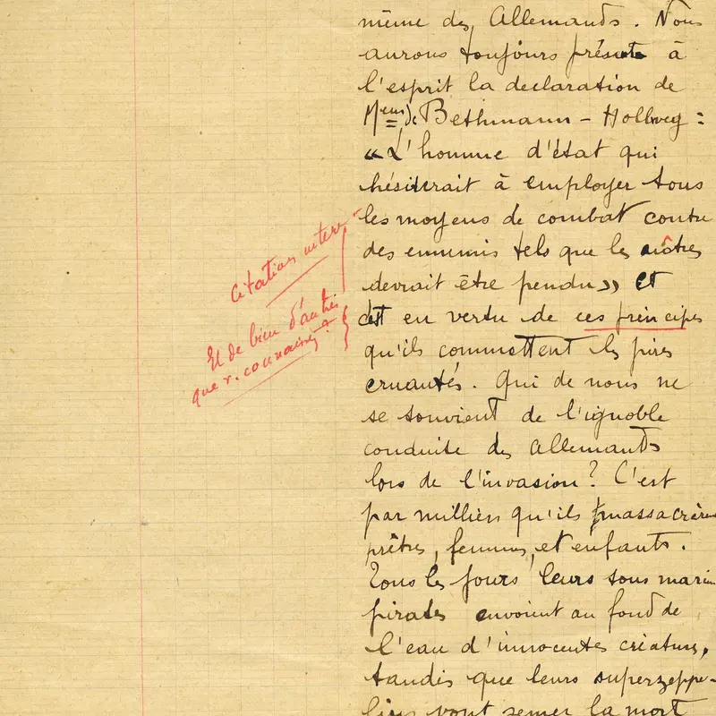 Dissertation de Jean Moulin, rédigée le 16 octobre 1915 © mairie de Bordeaux, collection Centre national Jean Moulin