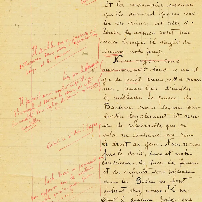 Dissertation de Jean Moulin, rédigée le 16 octobre 1915 © mairie de Bordeaux, collection Centre national Jean Moulin