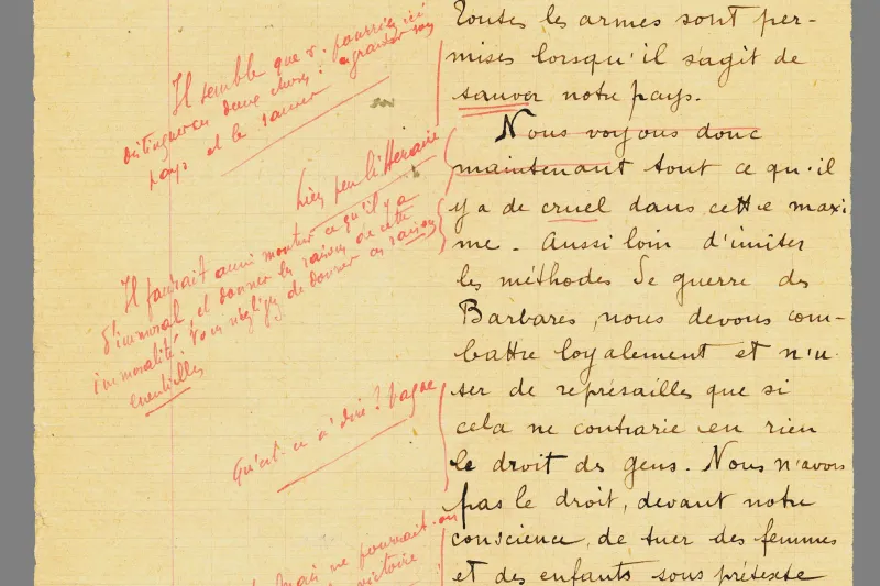 Dissertation de Jean Moulin, rédigée le 16 octobre 1915 © mairie de Bordeaux, collection Centre national Jean Moulin