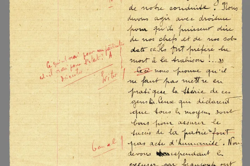 Dissertation de Jean Moulin, rédigée le 16 octobre 1915 © mairie de Bordeaux, collection Centre national Jean Moulin