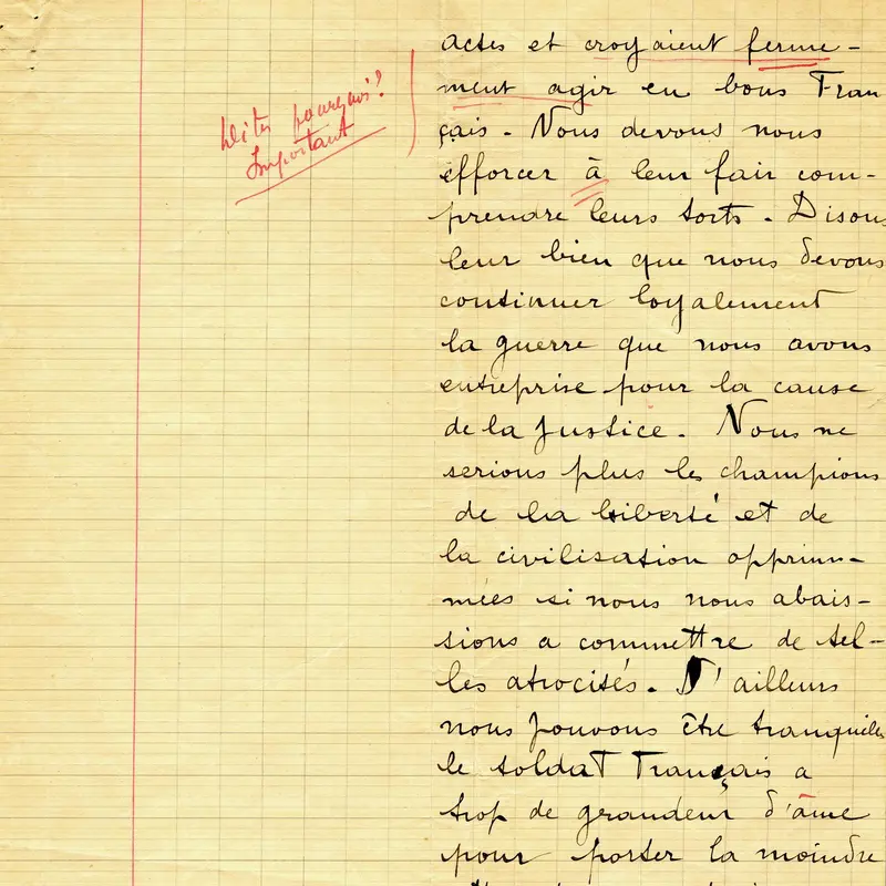 Dissertation de Jean Moulin, rédigée le 16 octobre 1915 © mairie de Bordeaux, collection Centre national Jean Moulin