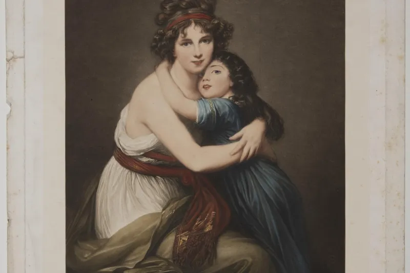 Madame Vigée-Lebrun et sa fille. Louise-Elizabeth Vigée-Lebrun. 1789. Photogravure, impression en brun. Nº Inventaire :  90.I.2.1281. Collection Goupil. © Lysiane Gauthier - mairie de Bordeaux