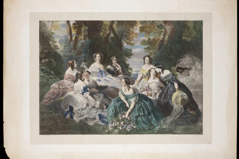 Franz Xaver Winterhalter, L'impératrice Eugénie entourée de ses dames d'honneur, 1855. Inventaire n° 92.I.1.90. Collection Goupil.  © Lysiane Gauthier - mairie de Bordeaux