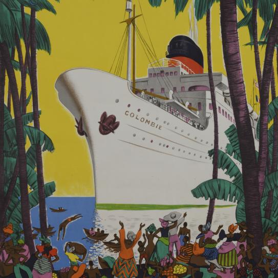 affiche avec un paquebot 