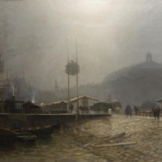 tableau peinture à l'huile du port de Bordeaux 