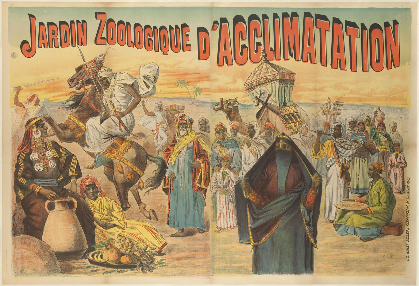 Affiche publicitaire du Jardin Zoologique d'Acclimatation à Paris - foires et expositions coloniales © Libres de droits