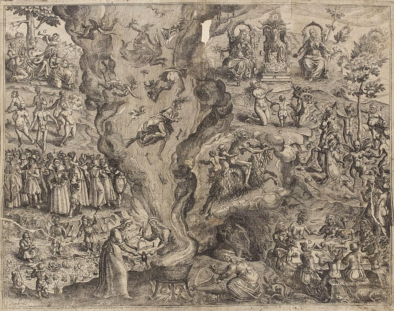 Gravure de Jan Ziamko (1613) représentant le Sabbat des sorciers 