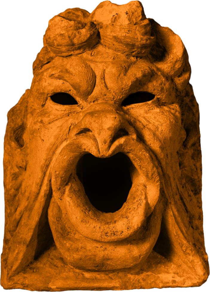 Cette image présente un masque de gargouille