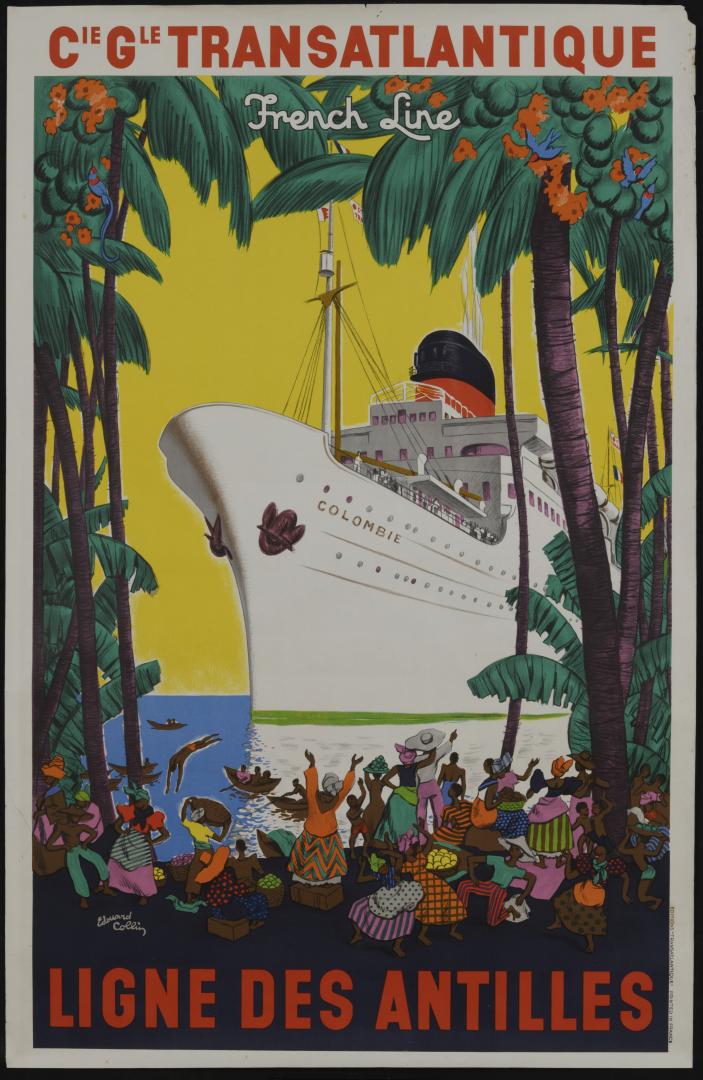 affiche avec un paquebot 