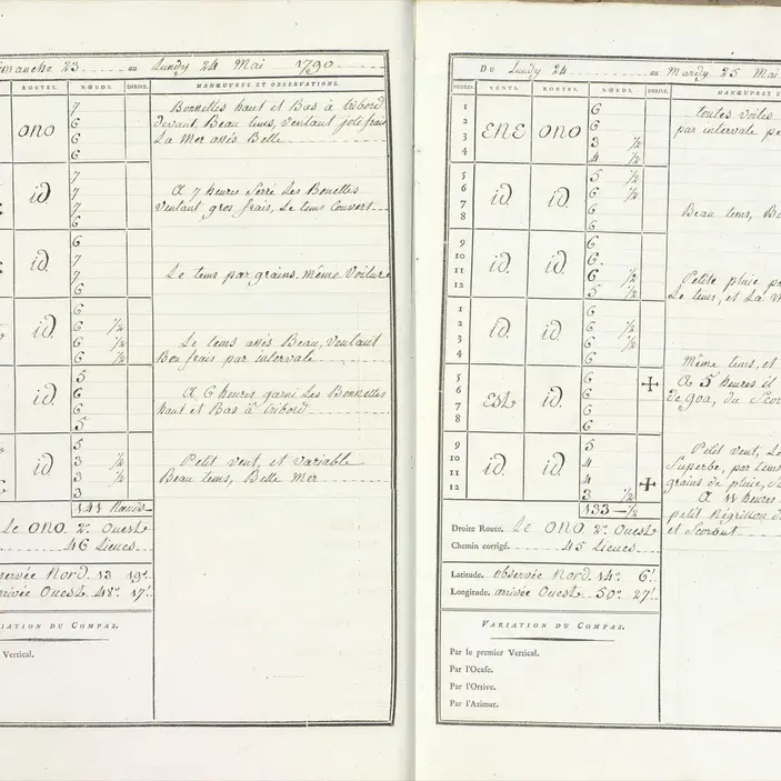 détail d'une page du journal de bord