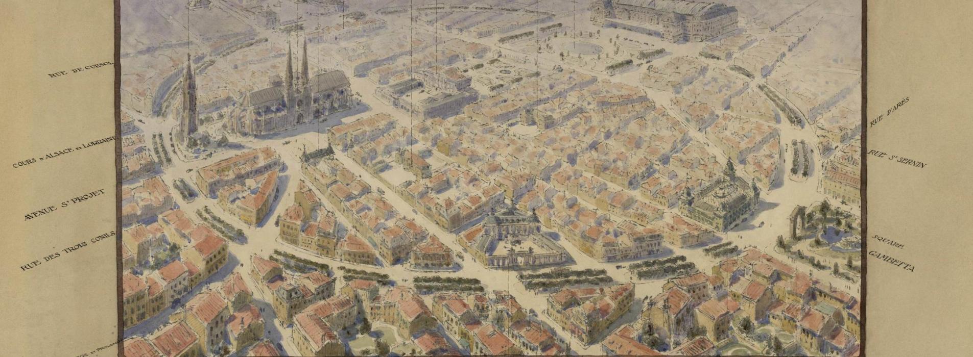 Photographie d'une carte de Bordeaux