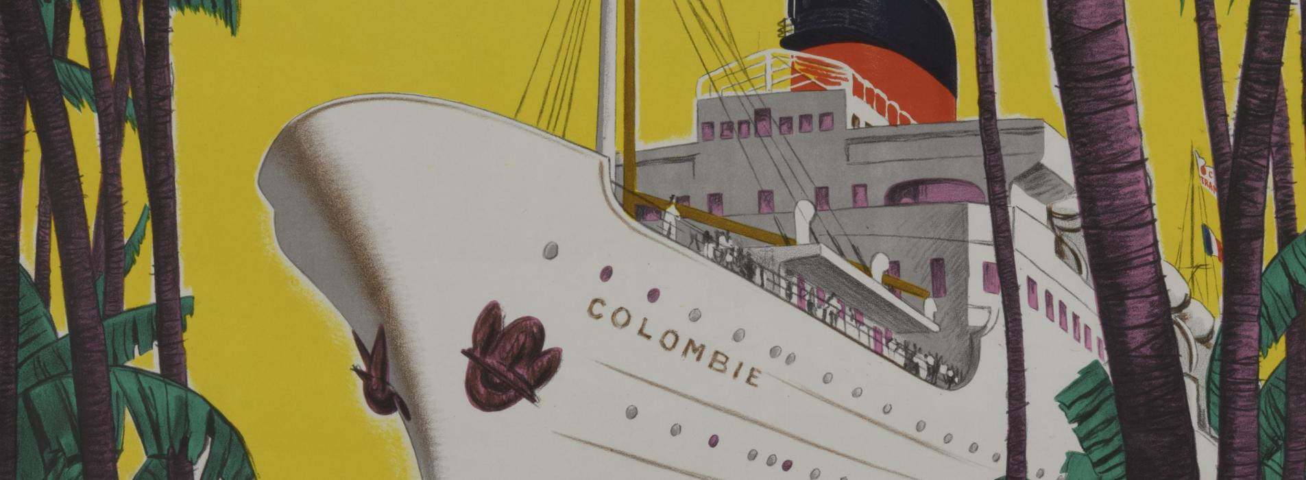 affiche avec un paquebot 