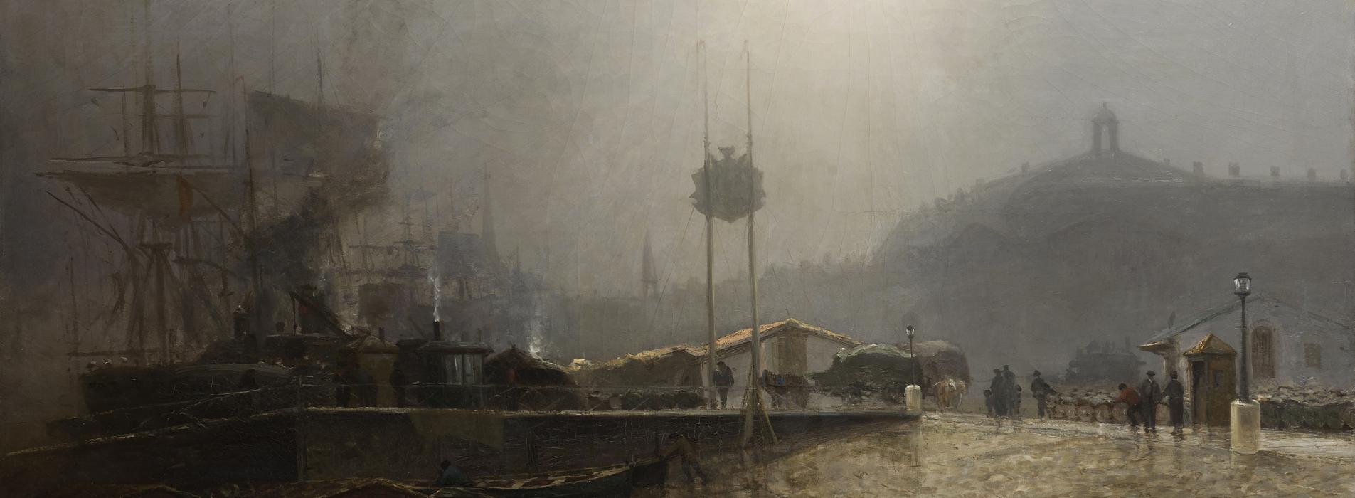 tableau peinture à l'huile du port de Bordeaux 